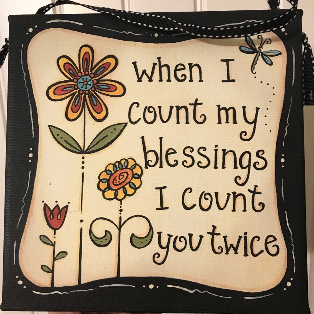 Canvas with ribbon hanger wall decor